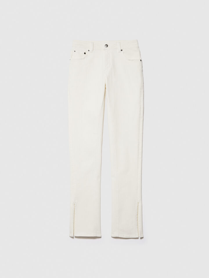 Colorful jeans with slits - women's slim fit jeans - Creamy White | Sisley image number 6